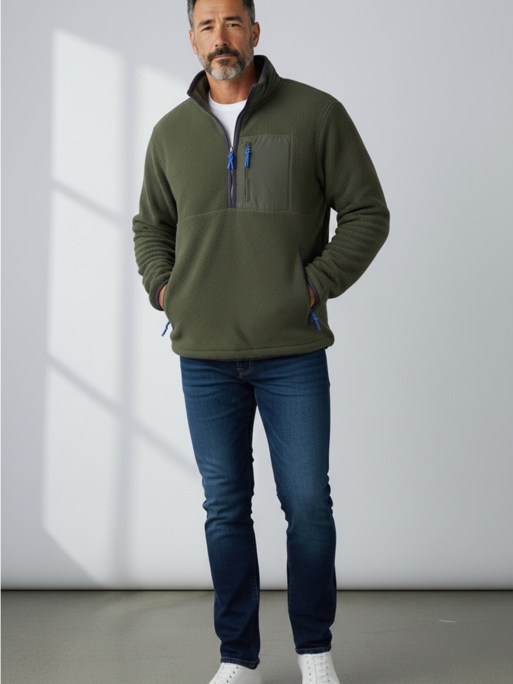 GAP Olive Green Half-Zip Fleece Pullover